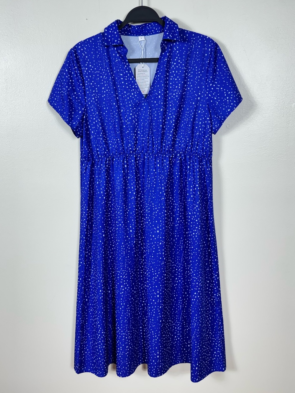 Womens Polka Dot Midi Dress Large Cobalt Blue Retro Garden Party New